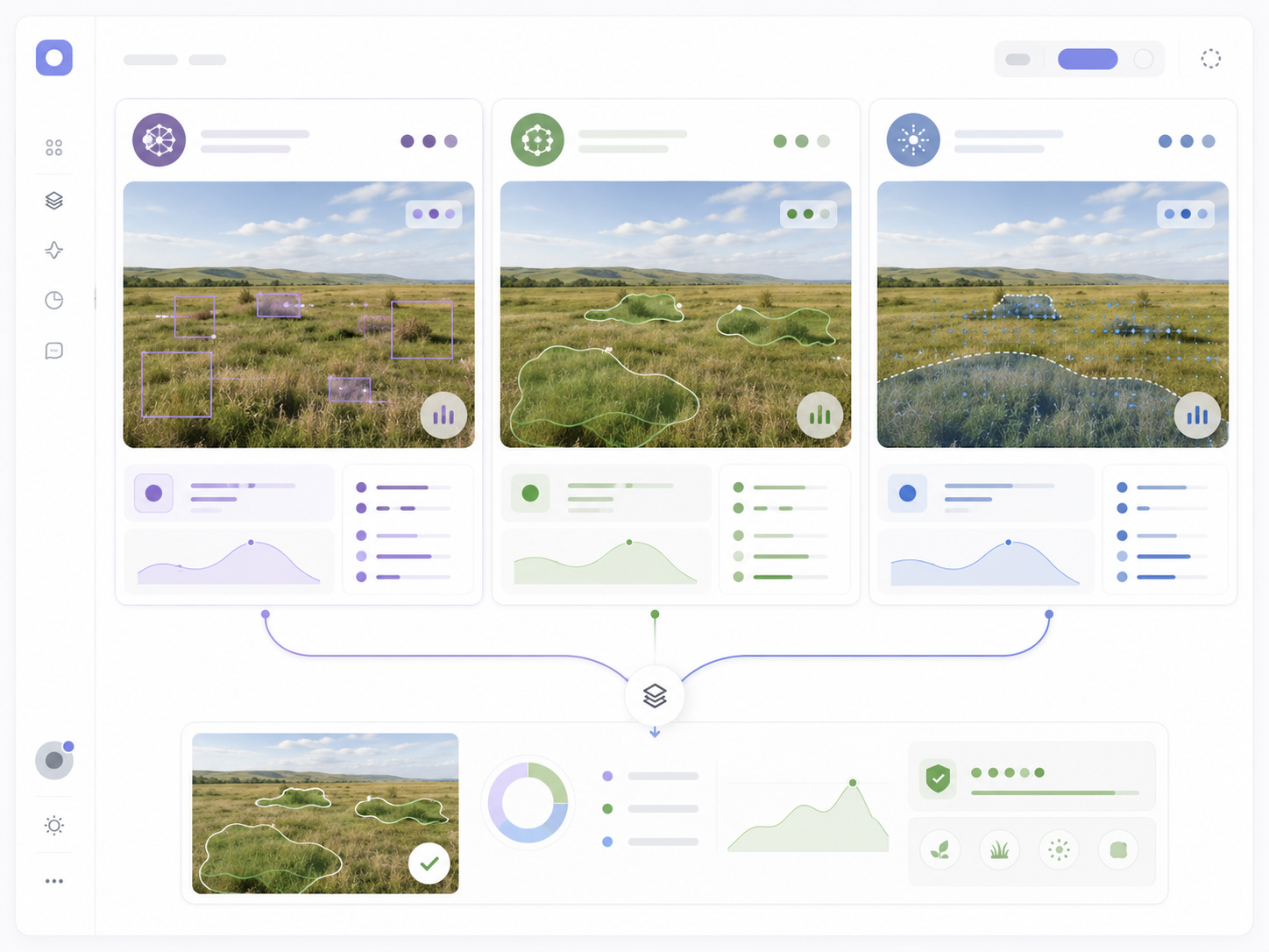 Conceptual interface showing multi-provider visual review of pasture imagery